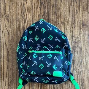 Minecraft Kids Green and Black Patterned Backpack